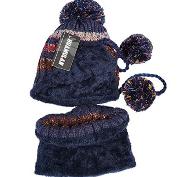 Women\'s Fleece-Lined Beanie Scarf Set with Pompoms & Ear Flaps main image 8